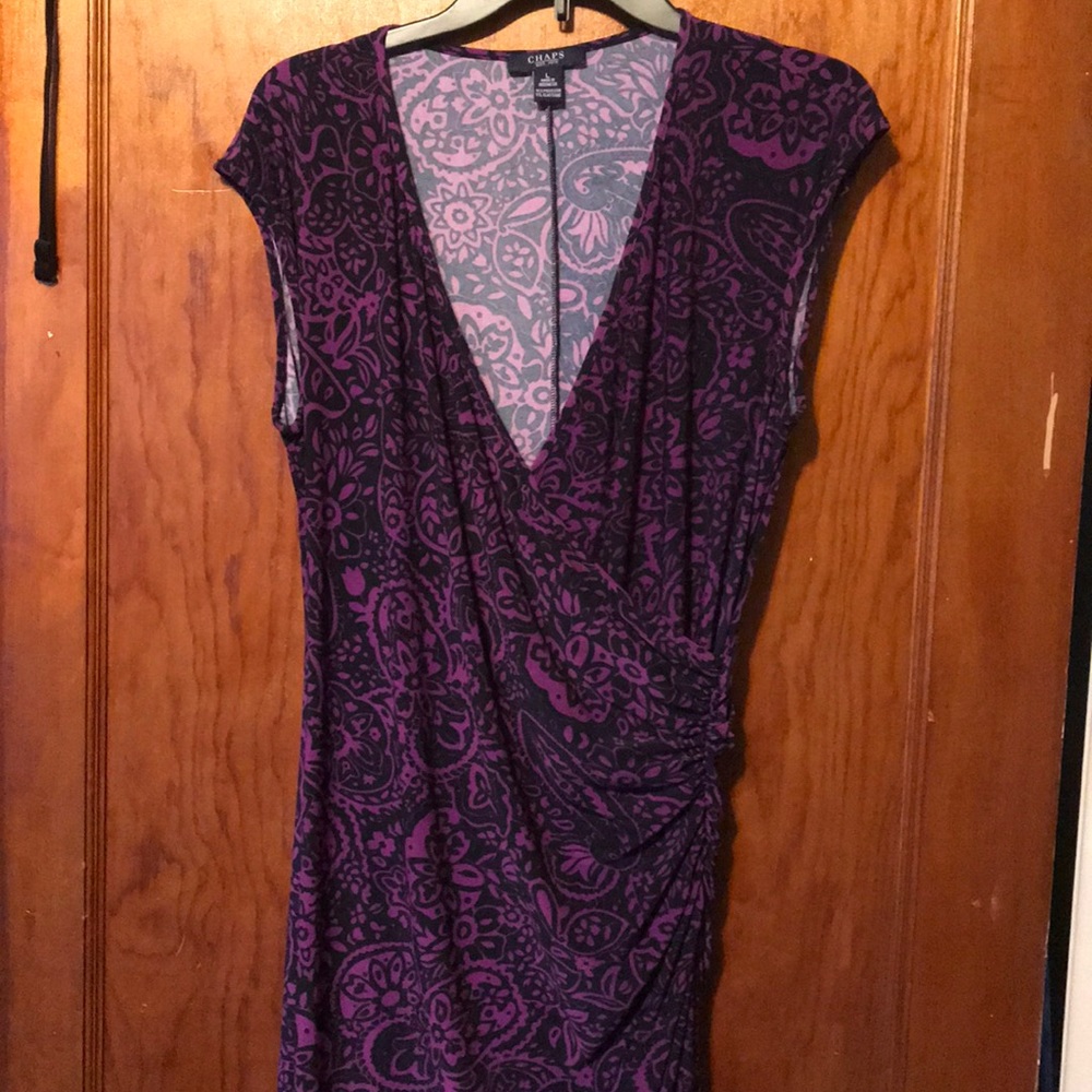 Chaps Large Purple and Navy Dress